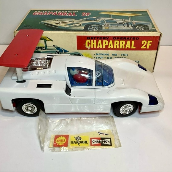 Vintage Alps Fully Working Tin Chaparral 2F Battery Operated Race Car With Box